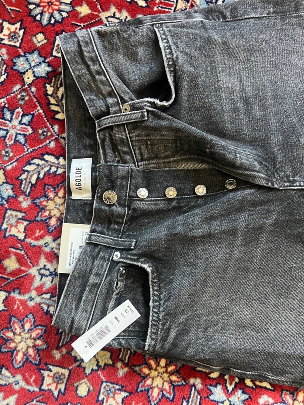 Agolde Black High-Rise Wide Leg Jeans with Button Fly Nwt - Picture 2 of 12